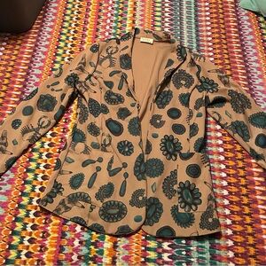 Avery Tan Western Blazer with Turquoise and skull pattern